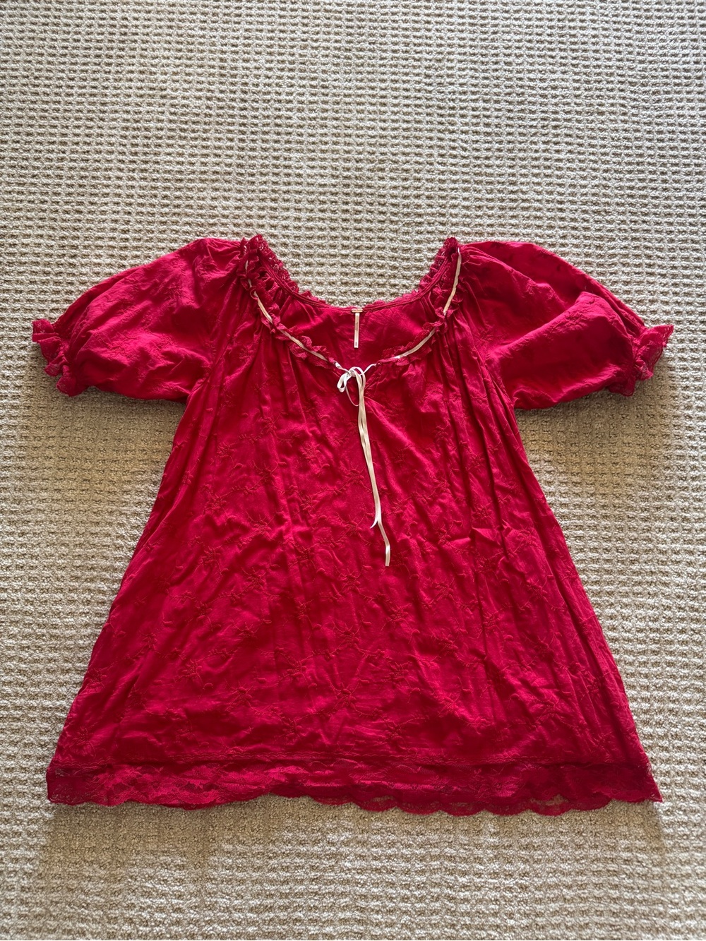 Free People Juno Mini Babydoll Dress in Retro Red